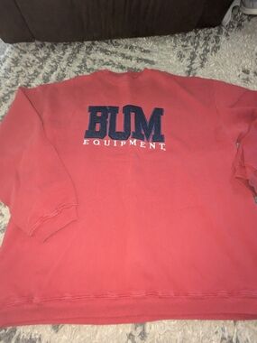 Equipment Men's Red Crewneck Sweatshirt with Navy Logo